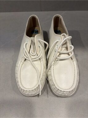 SAS Cream Leather Moc Toe Lace-Up Comfort Shoes